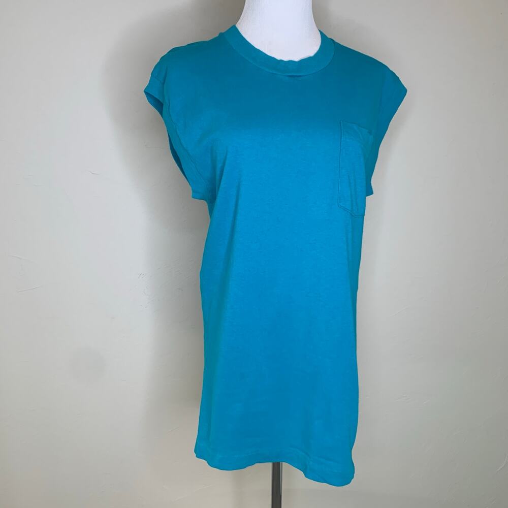 Fruit of the Loom Teal Green Muscle Shirt Sleeveless T Shirt Sz Large